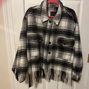 Sanctuary button down fringe bottom jacket/top/coat